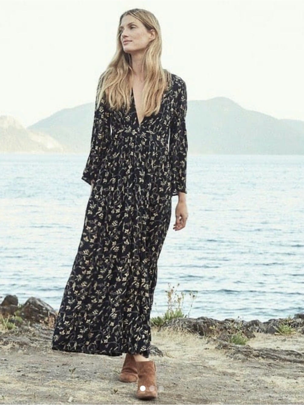 Dôen Zinnia Floral Maxi Dress in black XS - Picture 1 of 9